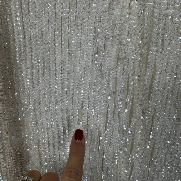 FLAWED - NWT Mac Duggal Fully Sequined Jeweled Dress Porcelain 6 #8463 - Picture 5 of 11